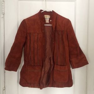 Vintage 70s Rust Orange Brown Suede Jacket